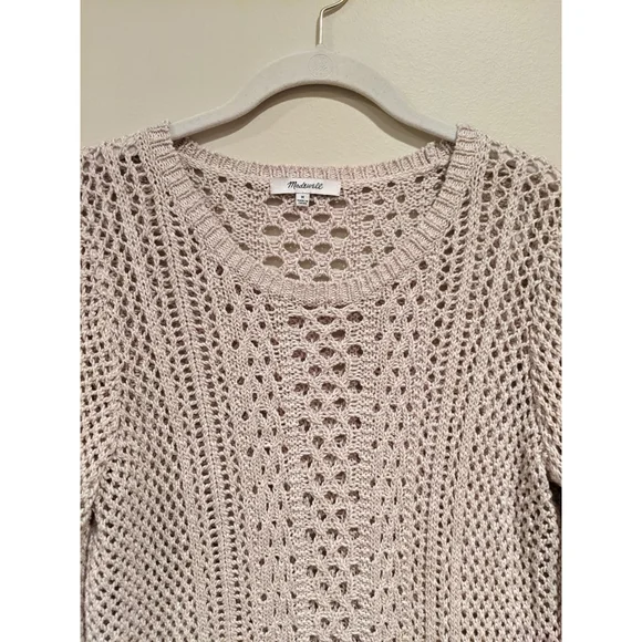 Madewell Crochet Knit Sweater Beige Medium - Picture 6 of 10